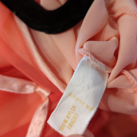 Vintage Coral Chiffon Fairycore Dress Sheer See Through Strappy Y2K Romance - Picture 15 of 15